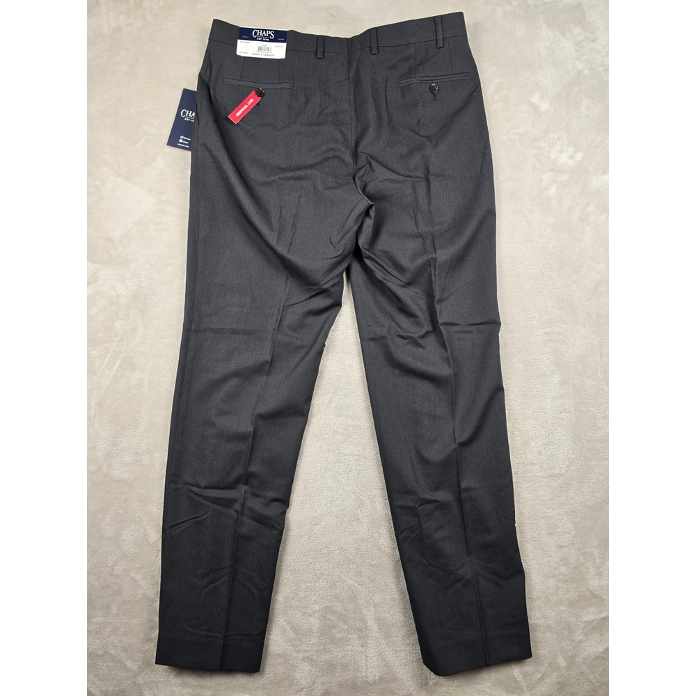 Chaps Suit Trouser Dress Pants Mens 36x32 Gray Classic Fit Flat Front Formal